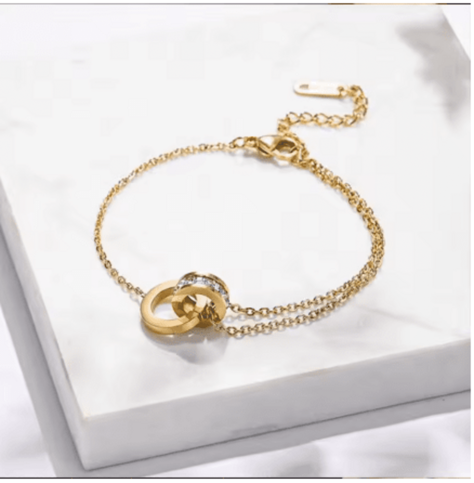 Pulsera De Circón De Acero Inoxidable Chapada En Oro - 2