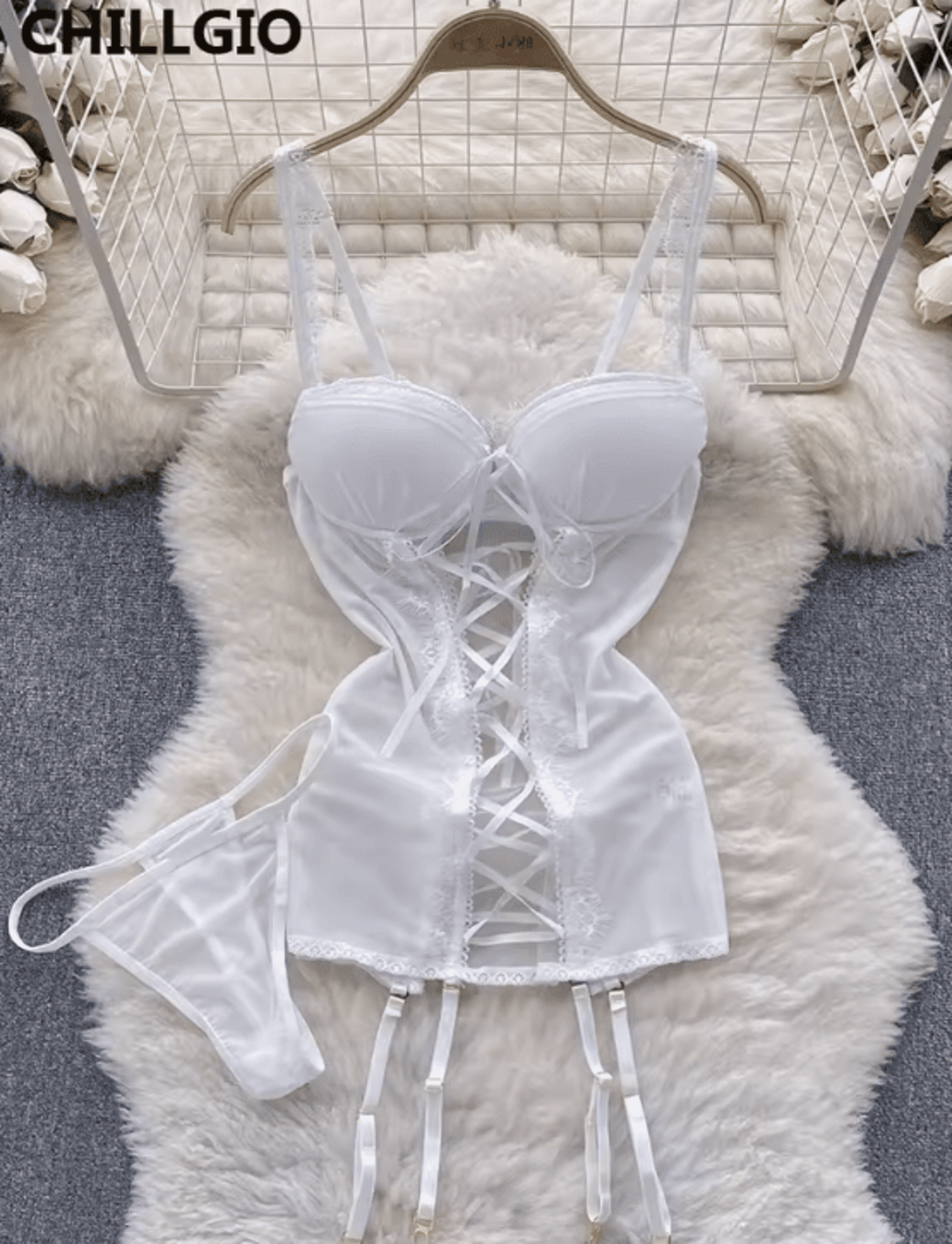 Vestido Sexy De Encaje Con Tirantes Finos - 5