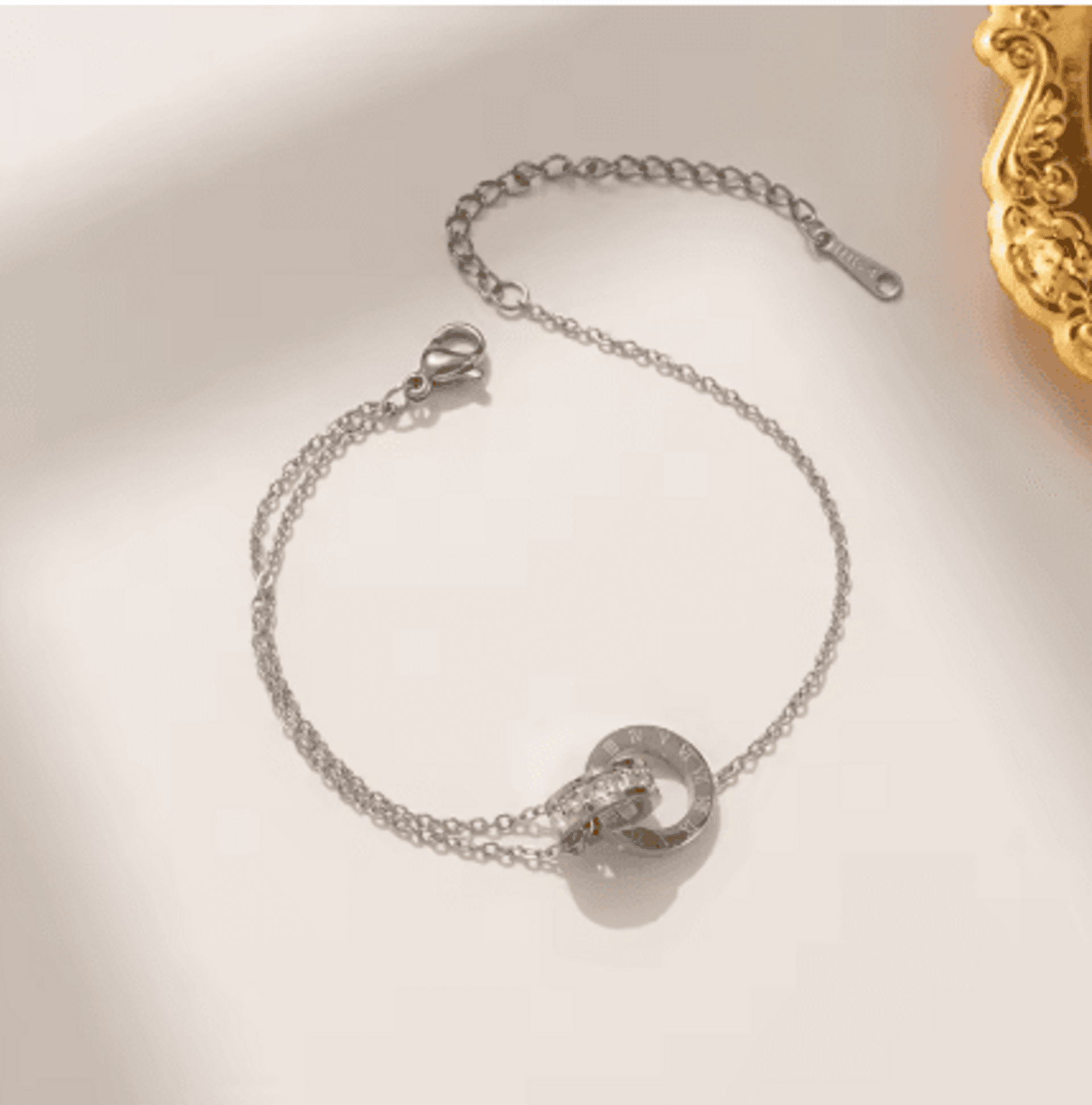 Pulsera De Circón De Acero Inoxidable Chapada En Oro - 6