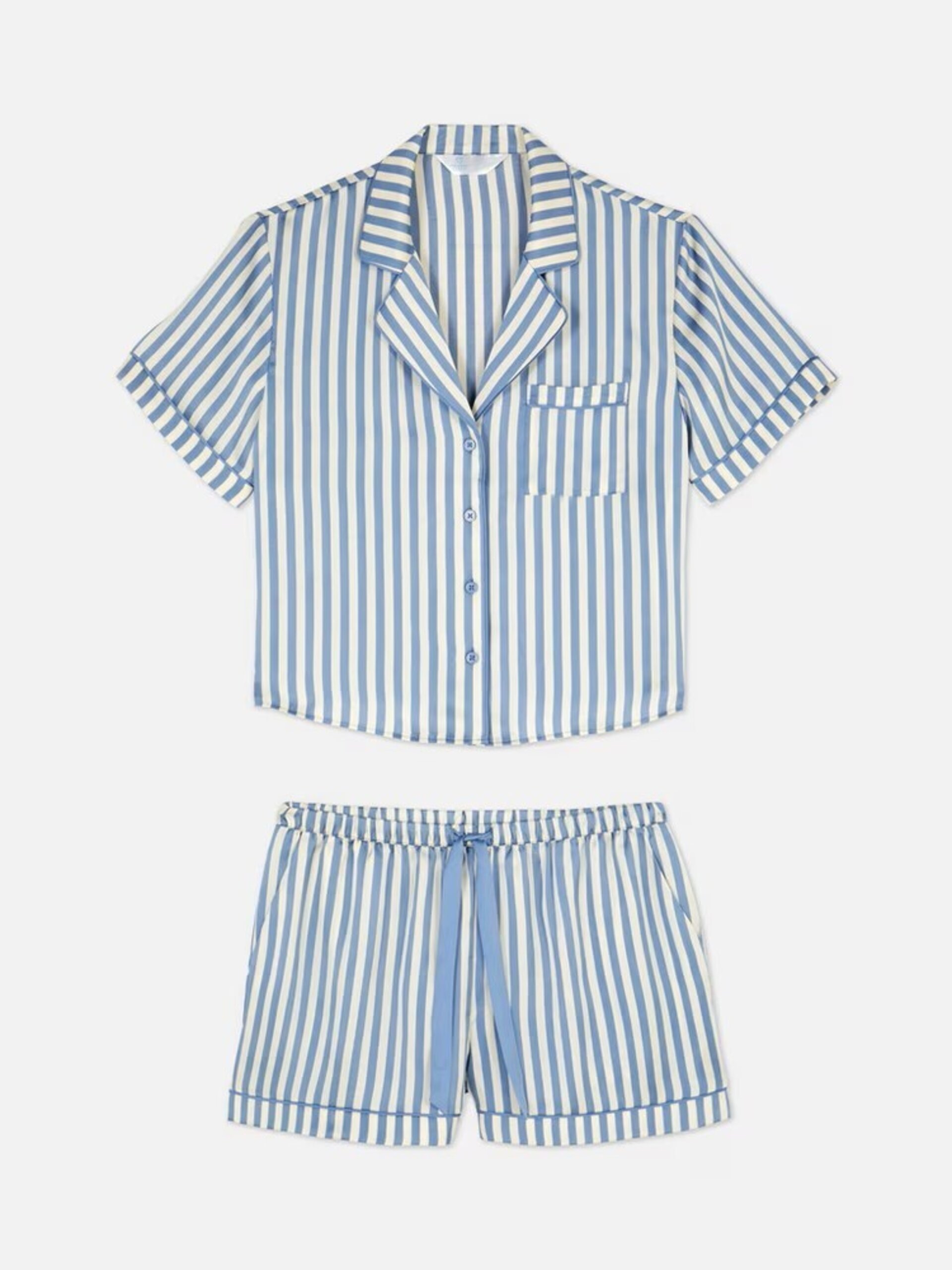 Pijama Con Camisa Y Pantalones Cortos De Satén - 7