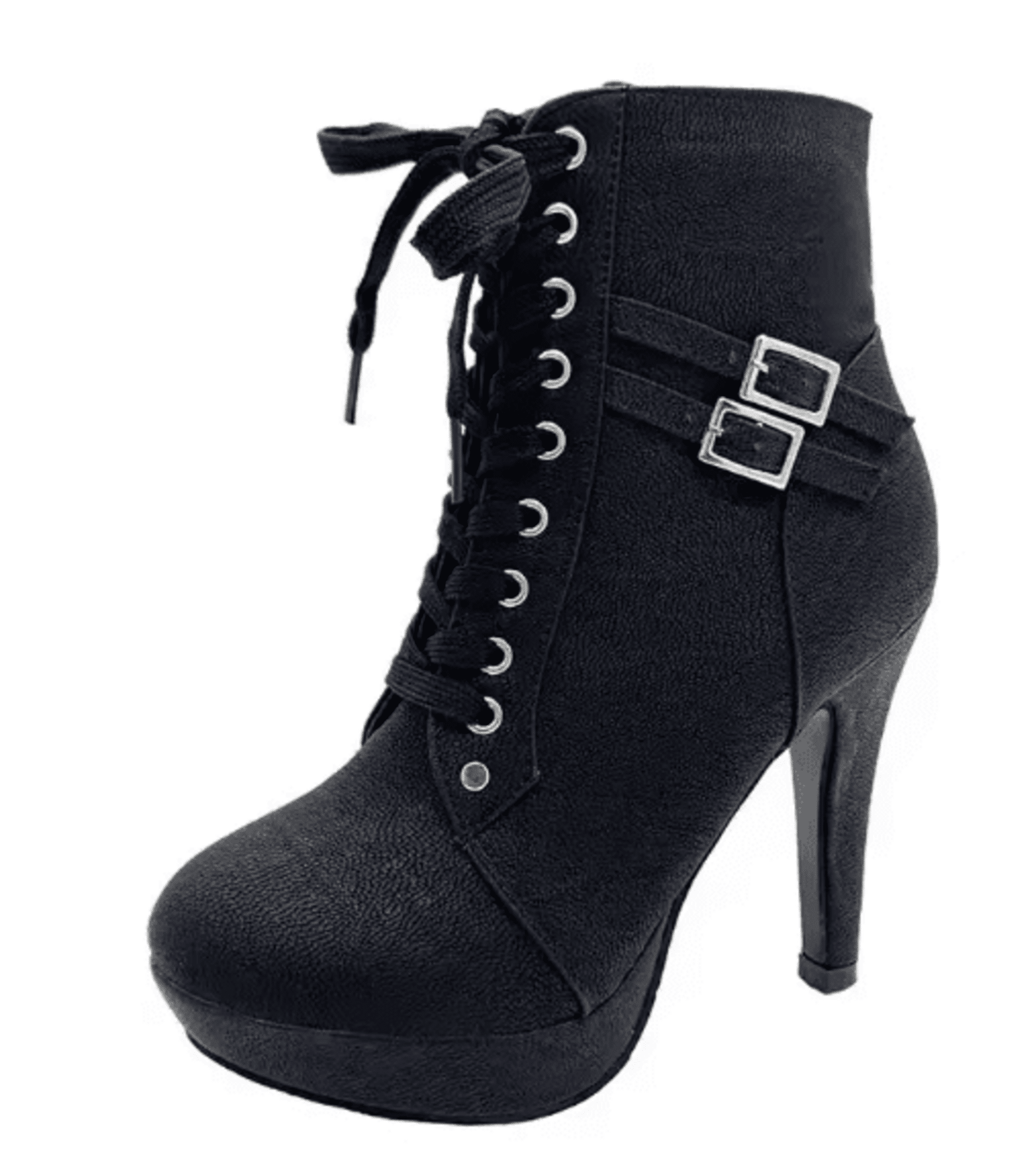 Botas De Tacón Fino Con Cordones - 6