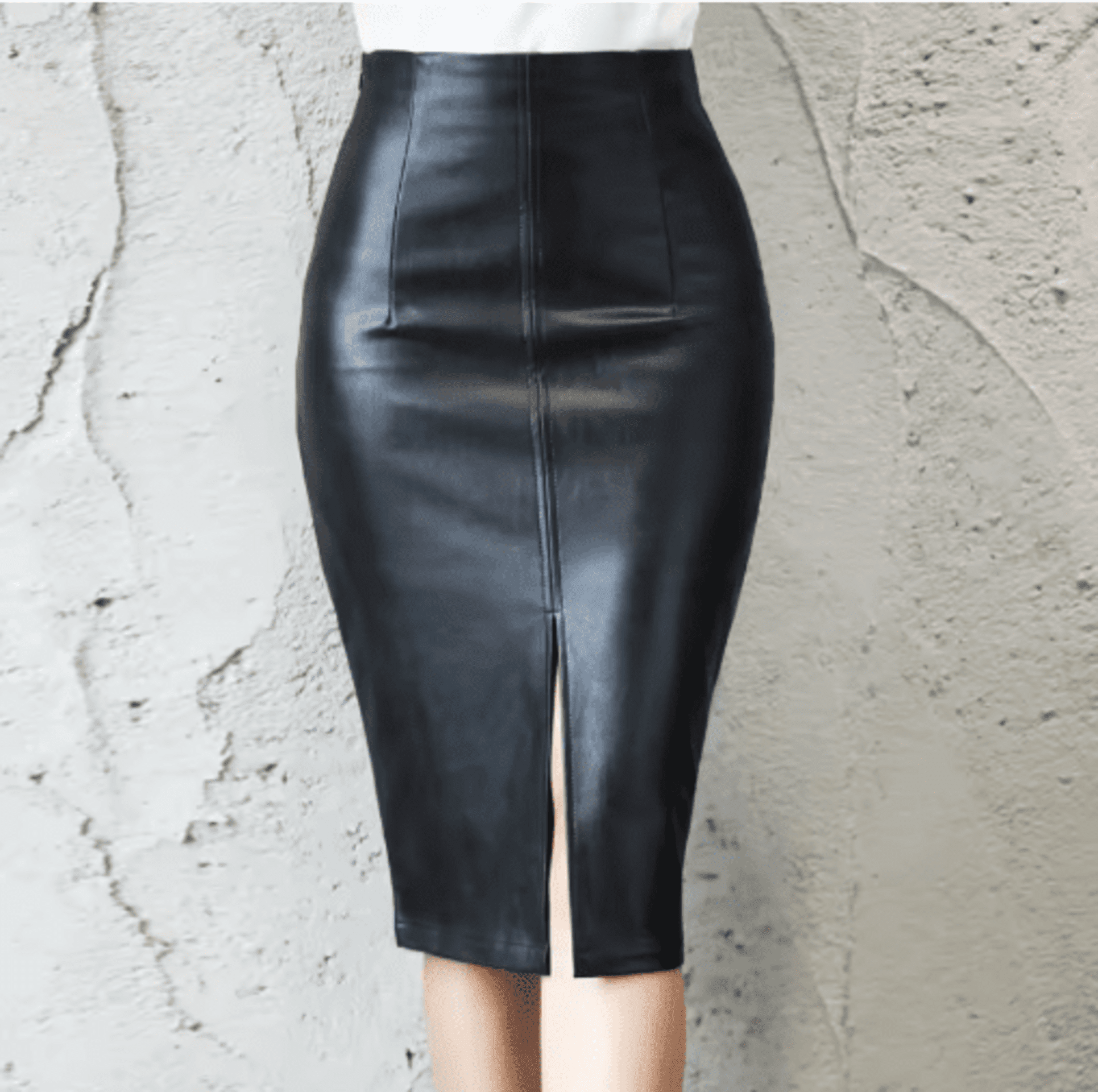 Falda Midi De Cuero - 3